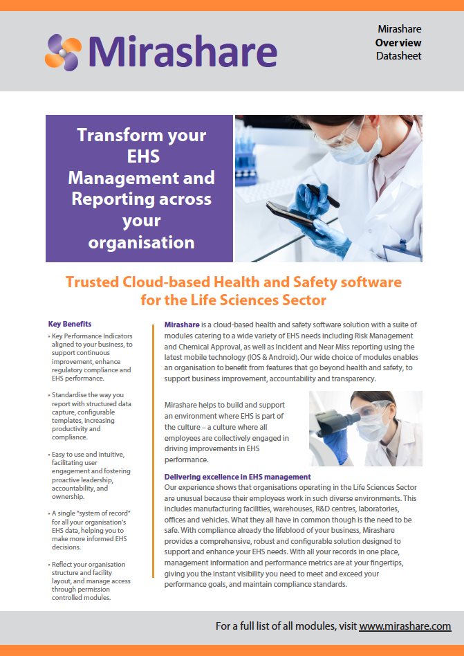 Trusted Cloud Based Health and Safety for the Life Sciences Sector